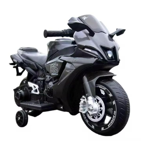 سيكل كهربائي شحن رياضي للأطفال R6 – تصميم أسود مطفي ثلاثي العجلات