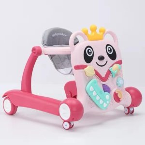 Royal Bear Baby Walker – مشاية أطفال تعليمية بتصميم دب لطيف وتاج ذهبي لتحفيز المشي والتعلم