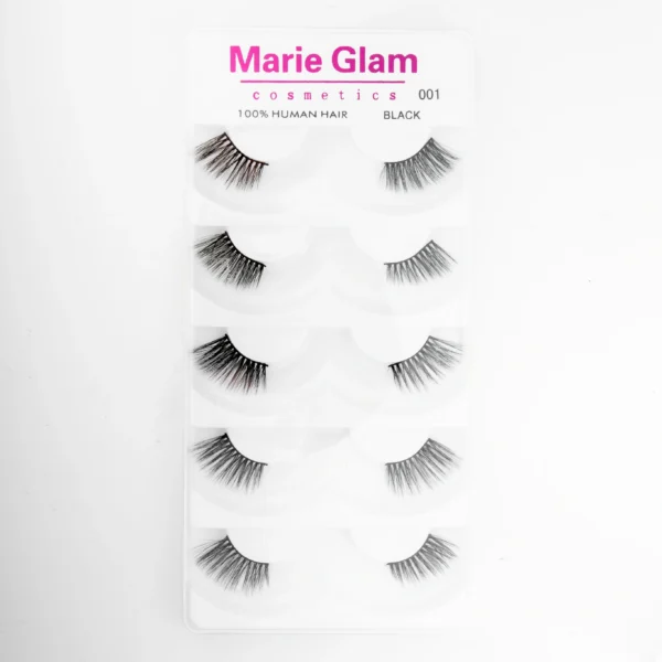 رموش شعر بشري طبيعي 100% 5 أزواج - Marie Glam 100% Human Hair 5 Pairs