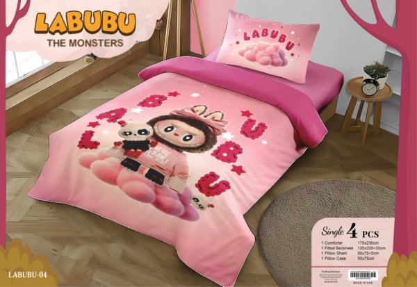 ⁦Labubu – طقم مفارش سرير أطفال 4 قطع | Kids Bedding Set 4 PCS⁩ - الصورة ⁦5⁩