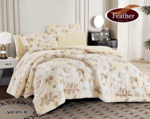 لحاف جيوفاني نفرين 6 قطع شتوي مخمل مشجر من الخارج ومن الداخل مخمل سادة